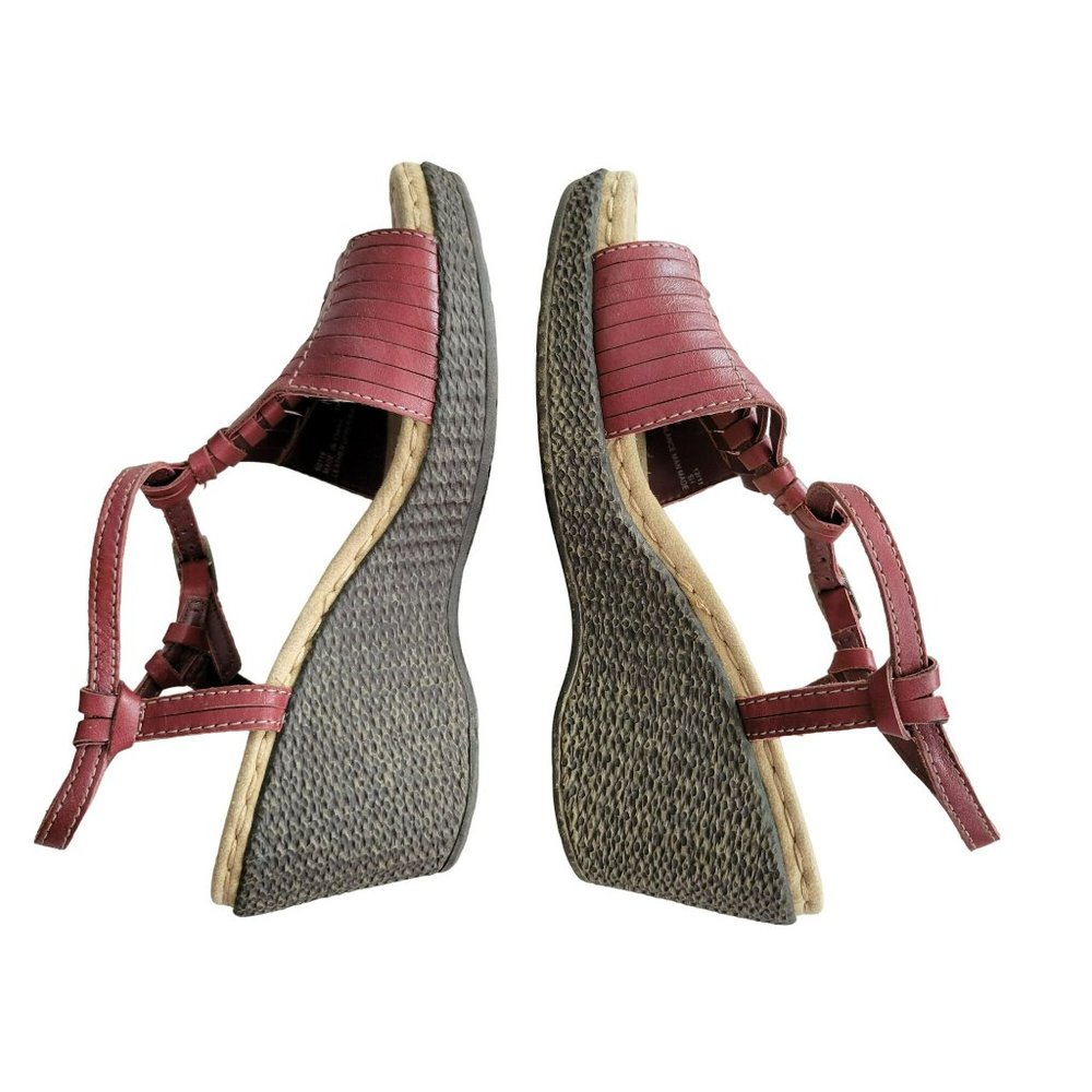 Clarks Bendables Womans Size 6M Sandal Shoes Wedge Red Brown - Picture 10 of 10